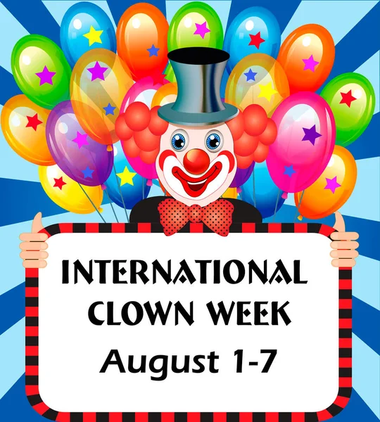 图解国际小丑周与小丑和气球 — 图库矢量图片