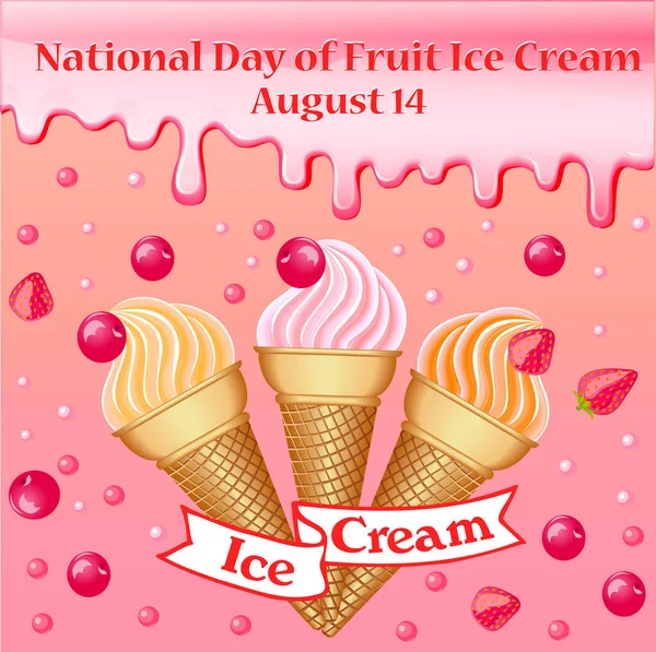 National Day Fruit Ice Cream — 스톡 벡터