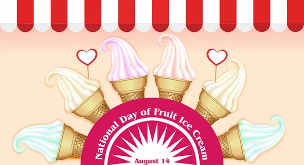 イラスト National Day Fruits Ice Cream — ストックベクタ