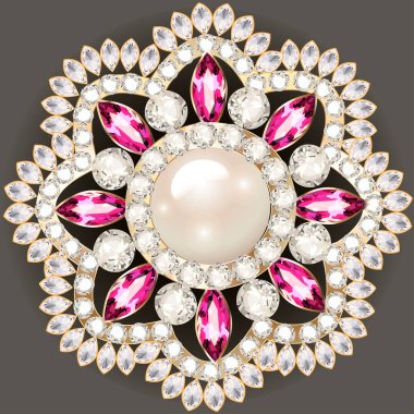 Mandala broş mücevherleri, tasarım elementi. Geometrik vintage süslemeli arkaplan.