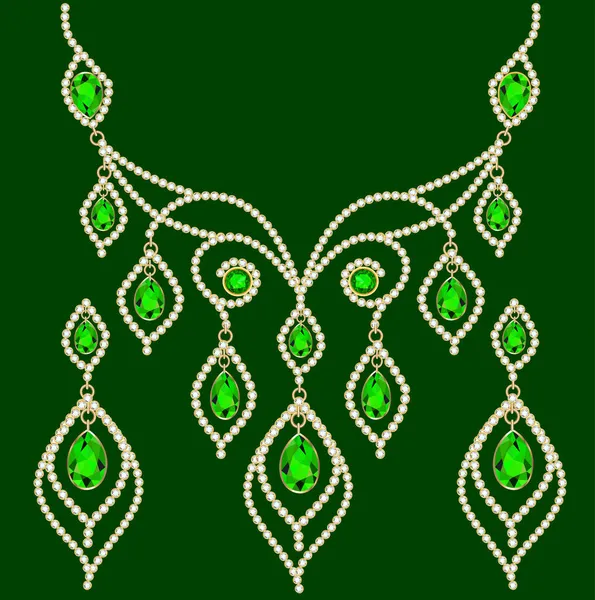 Ilustrace Sady Šperků Náhrdelník Náušnice Svatbu — Stockový vektor