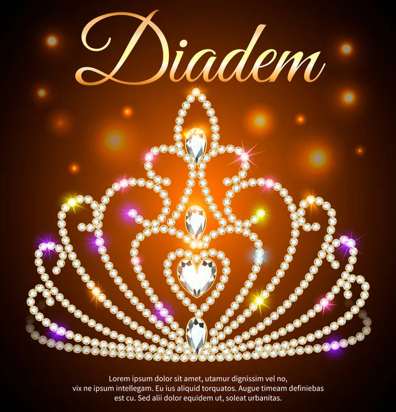 Ilustración Una Hermosa Diadema Corona Tiara Con Gemas — Vector de stock