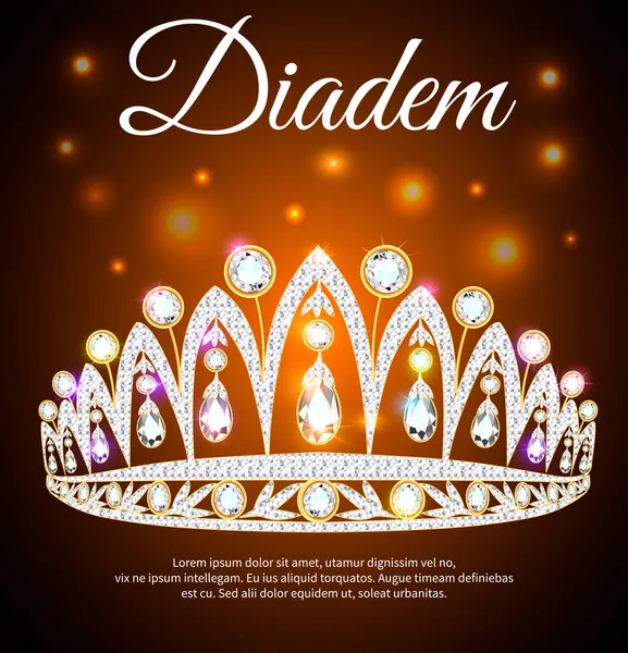 Ilustración Una Hermosa Diadema Corona Tiara Con Gemas — Archivo Imágenes Vectoriales