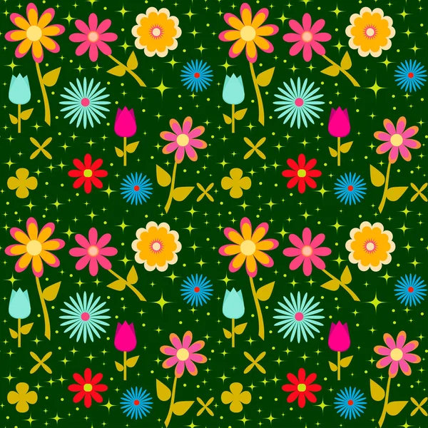 Ilustración Fondo Sin Costuras Con Patrón Floral Reflejos — Vector de stock