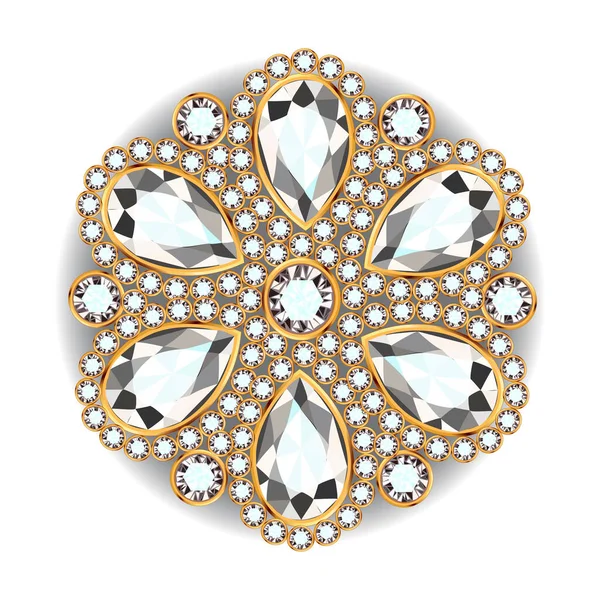 Spilla Mandala Gioiello Elemento Design Sfondo Geometrico Ornamentale Vintage — Vettoriale Stock