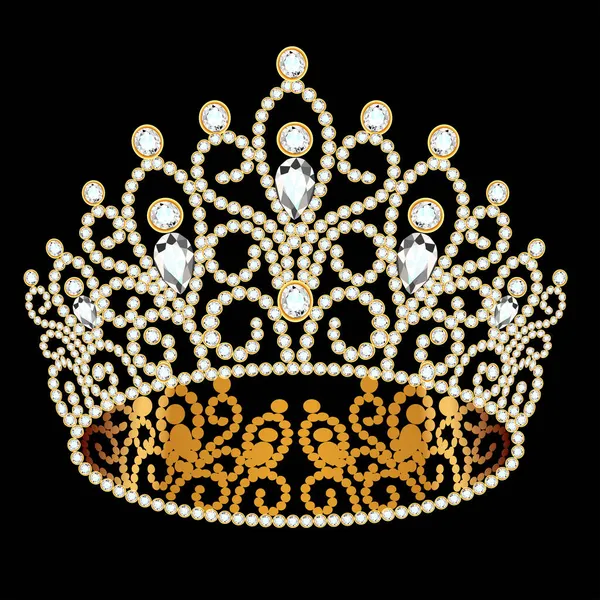 Illustration Beautiful Diadem Crown Tiara Gems — Stock Vector