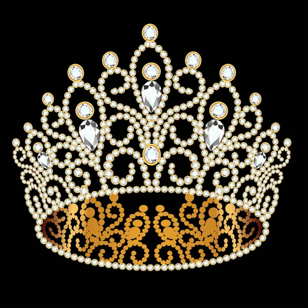 Ilustração Belo Diadema Coroa Tiara Com Pedras Preciosas — Vetor de Stock