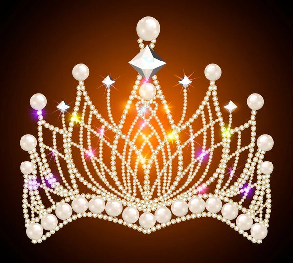 Illustration Couronne Royale Brillant Avec Pierres Précieuses Bijoux — Image vectorielle