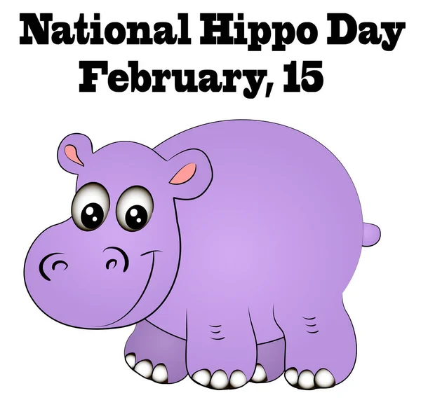 Ilustración Febrero Tarjeta Nacional Felicitación Del Día Del Hipopótamo Estilo — Archivo Imágenes Vectoriales