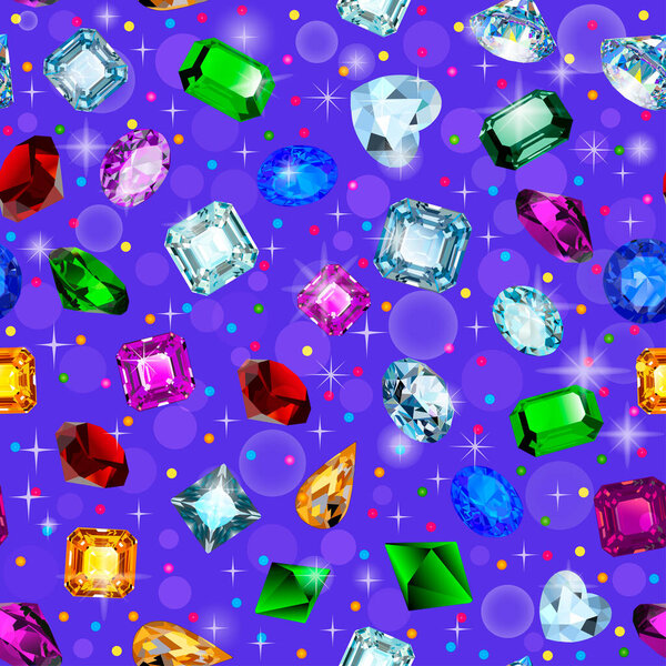 illustration seamless background with glittering precious stones