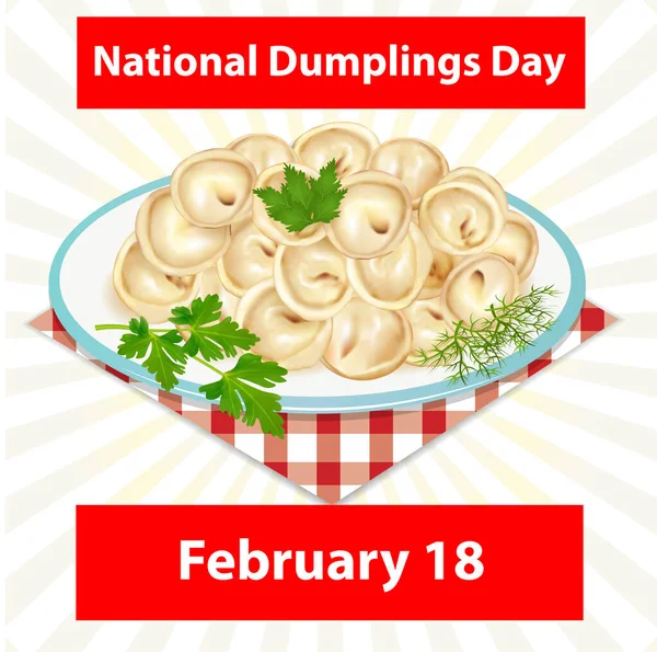 Illustration Vykort Ljusa National Dumplings Day — Stock vektor