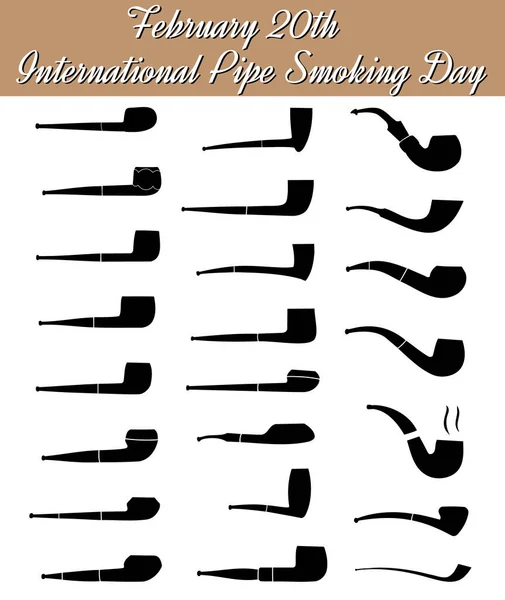 Postal Ilustración Febrero Día Internacional Del Fumador Tuberías — Archivo Imágenes Vectoriales