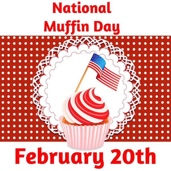 Abbildung Postkarte Februar Nationaler Muffintag — Stockvektor