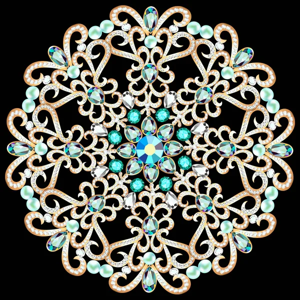 Mandala Broche Jóias Elemento Design Fundo Ornamental Vintage Geométrico —  Vetores de Stock