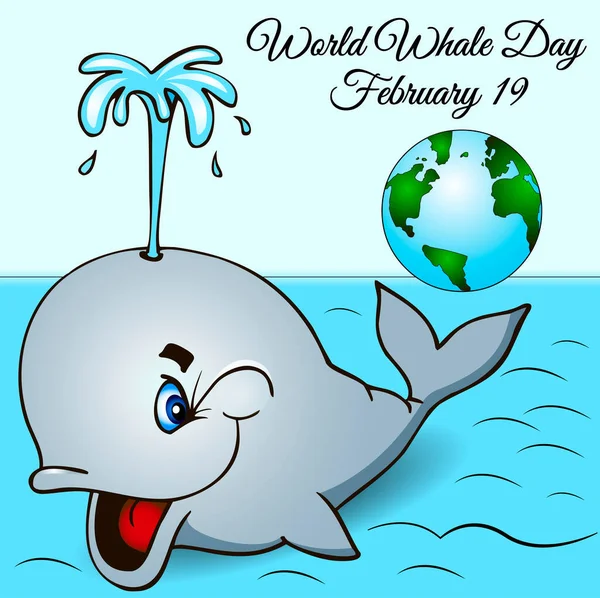 イラストはがき2月19日 World Whale Day ストックベクター