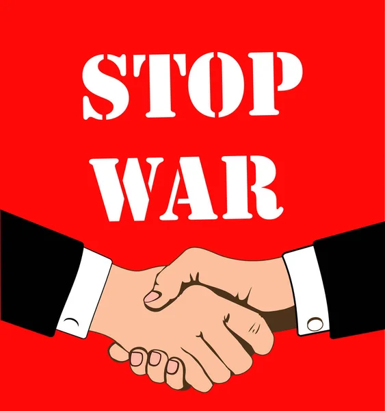 Σταματήστε Τον Πόλεμο Baner Εικονογράφηση Χειραψία Χέρια Στο Φόντο Κόκκινο Διάνυσμα Αρχείου