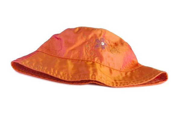 Chapéu laranja de mulher com bordado — Fotografia de Stock
