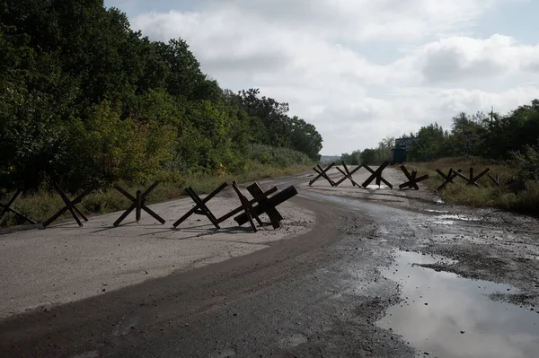 Πόλεμος Στην Ουκρανία Αντιαρματικό Σκαντζόχοιρος — Φωτογραφία Αρχείου