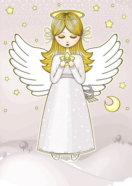 Angel with a star — Stock Vector