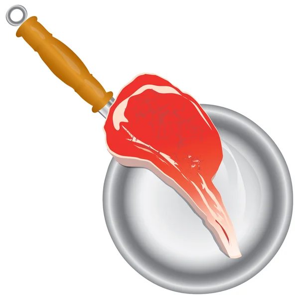 Meat in the pan — Stock Vector