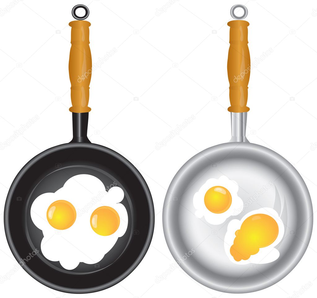 Set of saucepans with Scrambled eggs