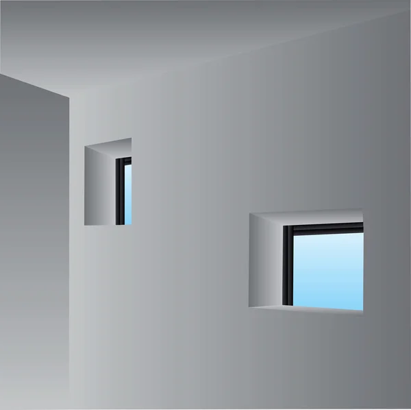 Wand mit Fenstern — Stockvektor