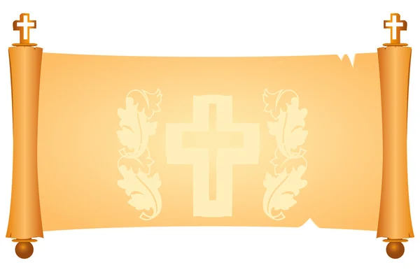 Pergamena con simboli cristiani — Vettoriale Stock