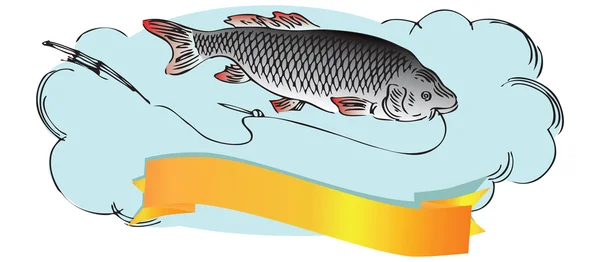 Рыба с леской — стоковый вектор