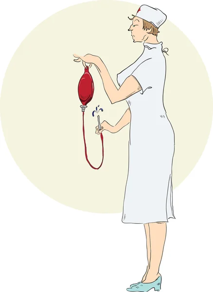 Nurse prepares an enema — Stock Vector