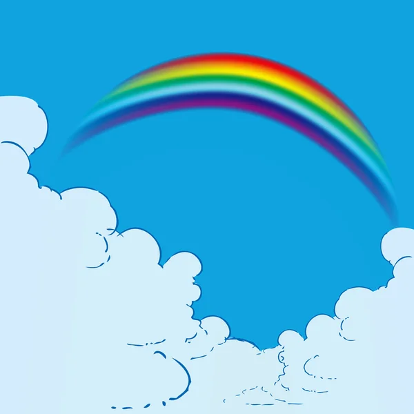 Regenboog in de wolken — Stockvector