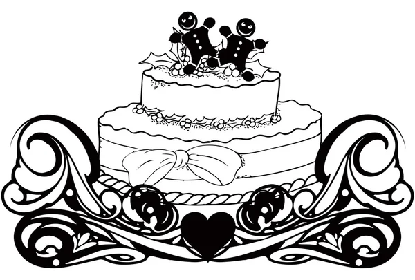 Vintage avec gâteau — Image vectorielle