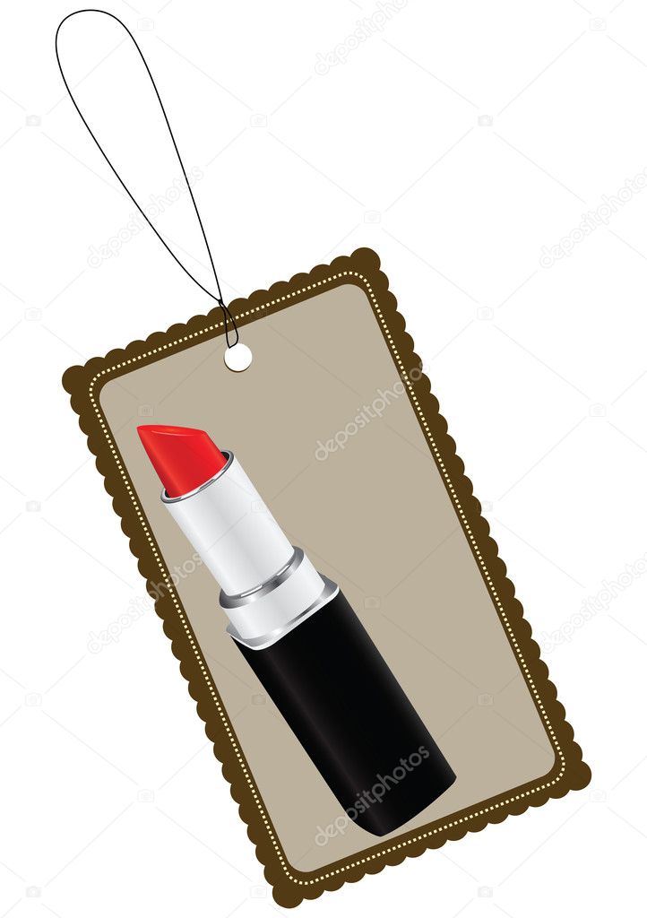 Label with cosmetic lipstick