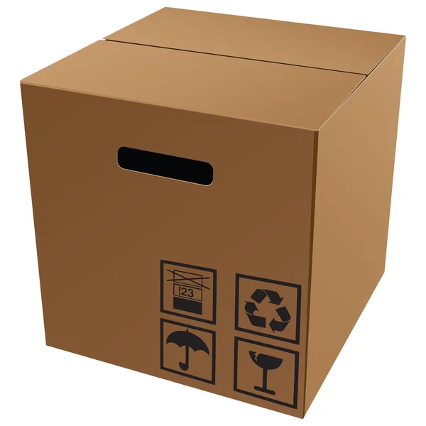 Karton csomagolás szimbólumokkal — Stock Vector