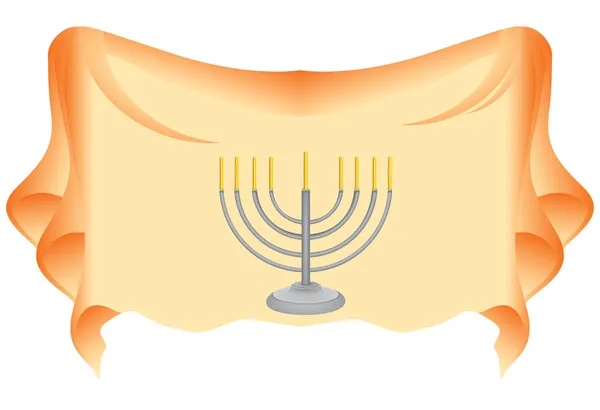 Menorah on fabric — Stock Vector