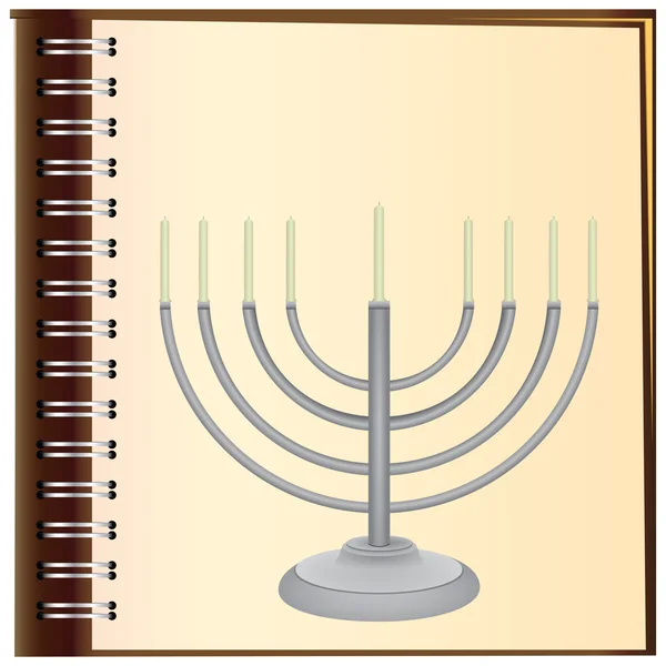 Menorah on the album — Stock Vector