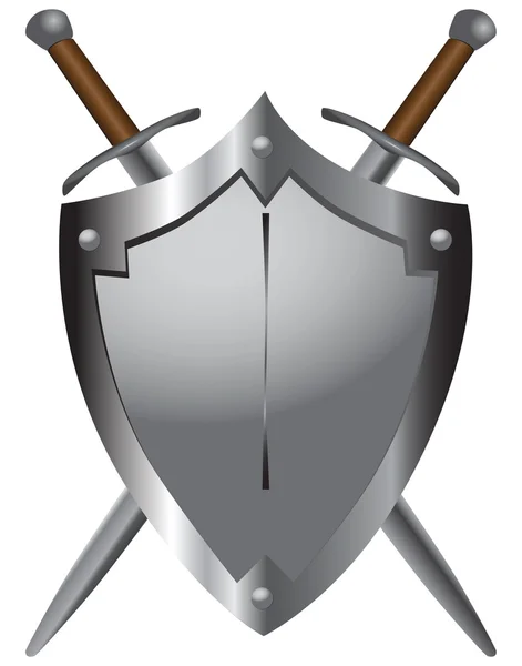 Espadas medievais com escudo — Vetor de Stock