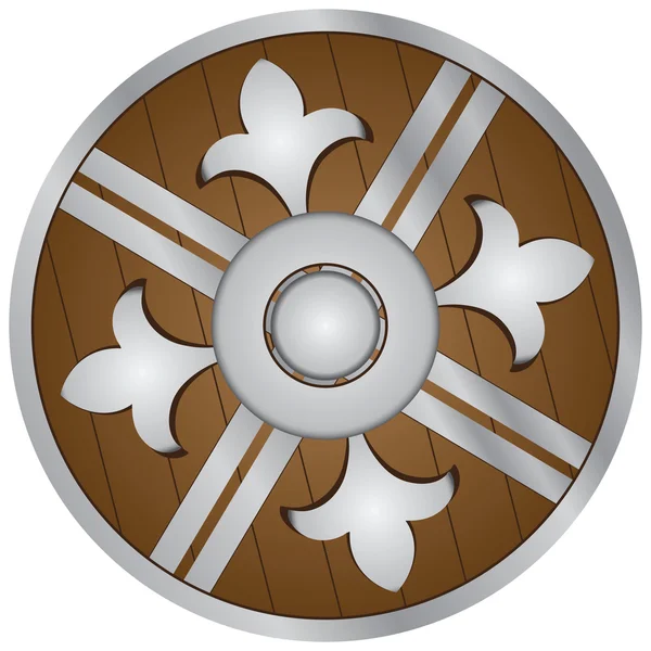 Wooden Shield — Stock Vector