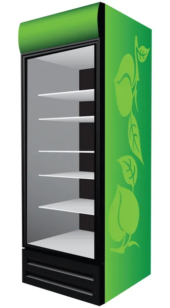 Escaparate refrigerador verde — Vector de stock