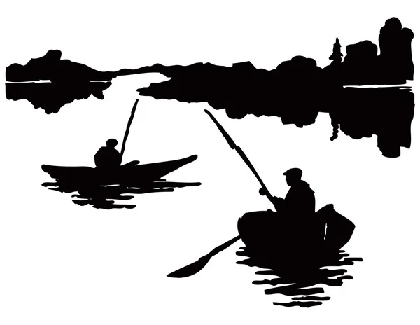 Пейзаж с рыбаками — стоковый вектор