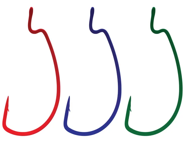 Crochets colorés pour la pêche — Image vectorielle