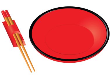 Chopsticks and red plate clipart