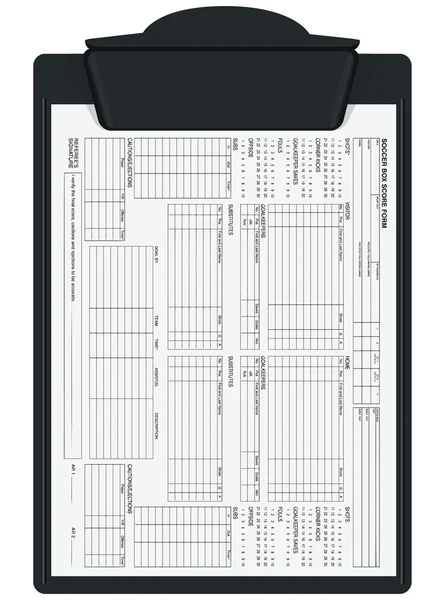Presse-papiers avec feuille de score de la boîte de football — Image vectorielle