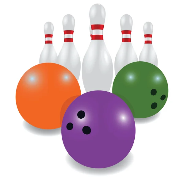 Perni da bowling e palle da bowling — Vettoriale Stock