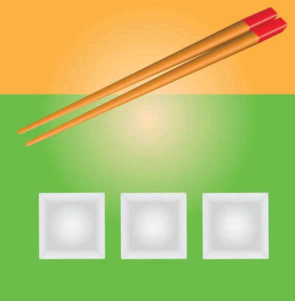 方形盘子和筷子 — 图库矢量图片