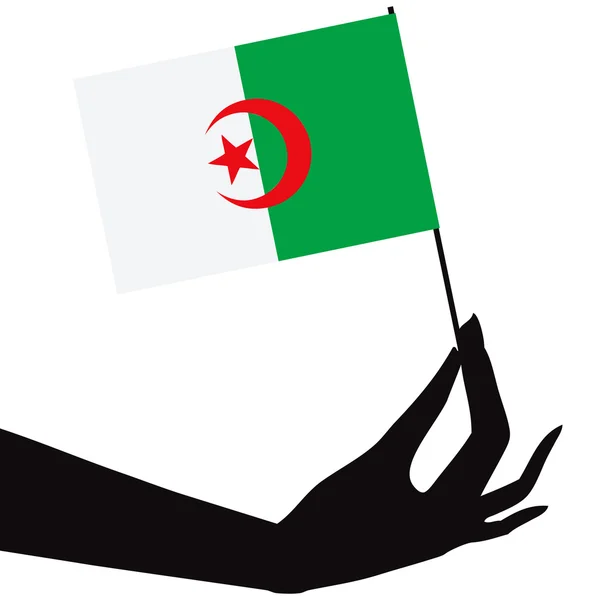 Bandeira argelina na mão — Vetor de Stock