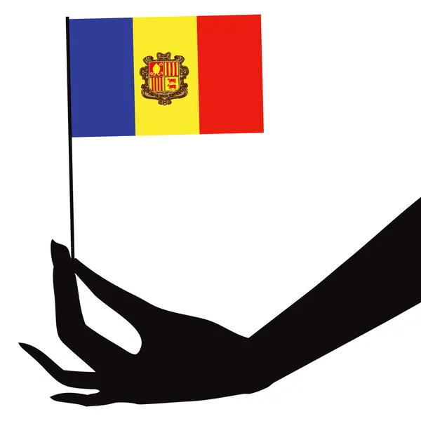 Bandeira de Andorra na mão — Vetor de Stock