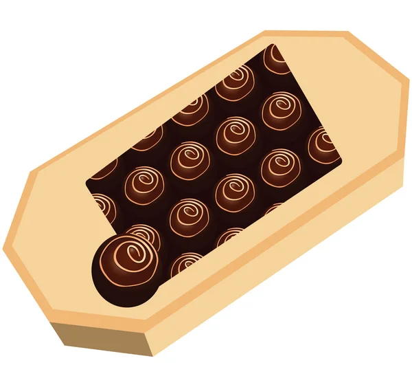 Boîte avec chocolats ronds — Image vectorielle
