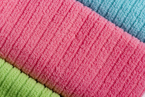 Three colored terry towels — Stock Photo, Image