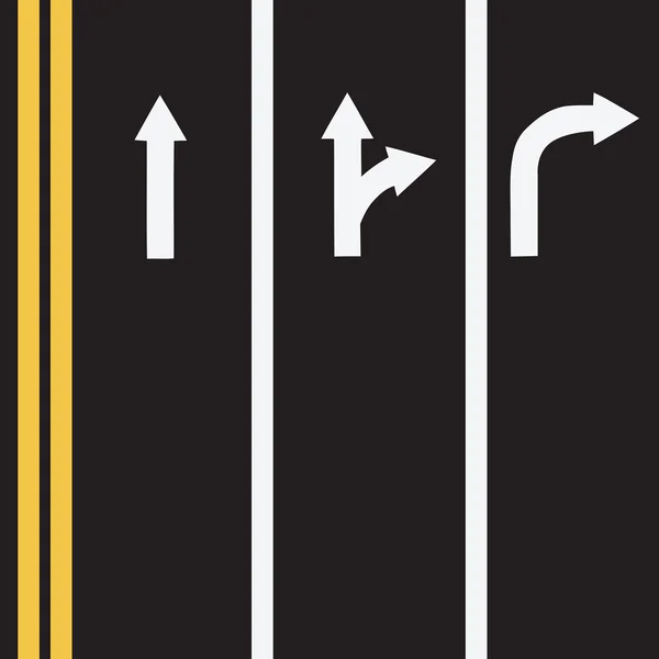 Road markings in three lines — Stock Vector
