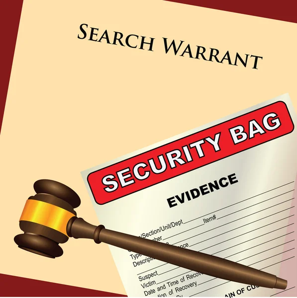 Search Warrant and evidence — Stock Vector